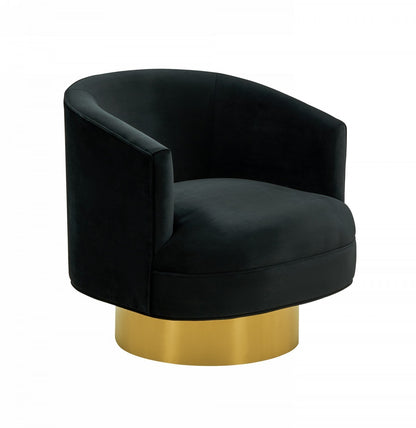 Black & Gold Velvet Barrel Chair
