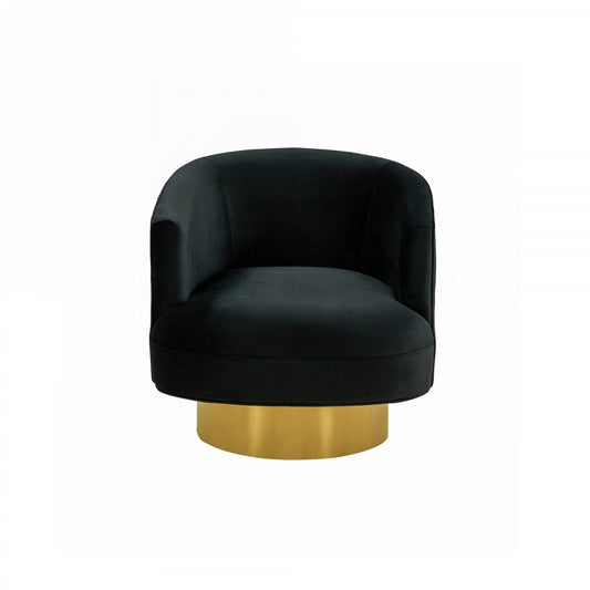 Black & Gold Velvet Barrel Chair
