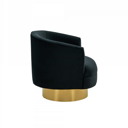 Black & Gold Velvet Barrel Chair