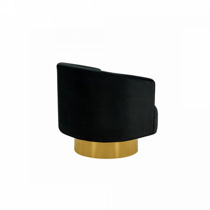 Black & Gold Velvet Barrel Chair