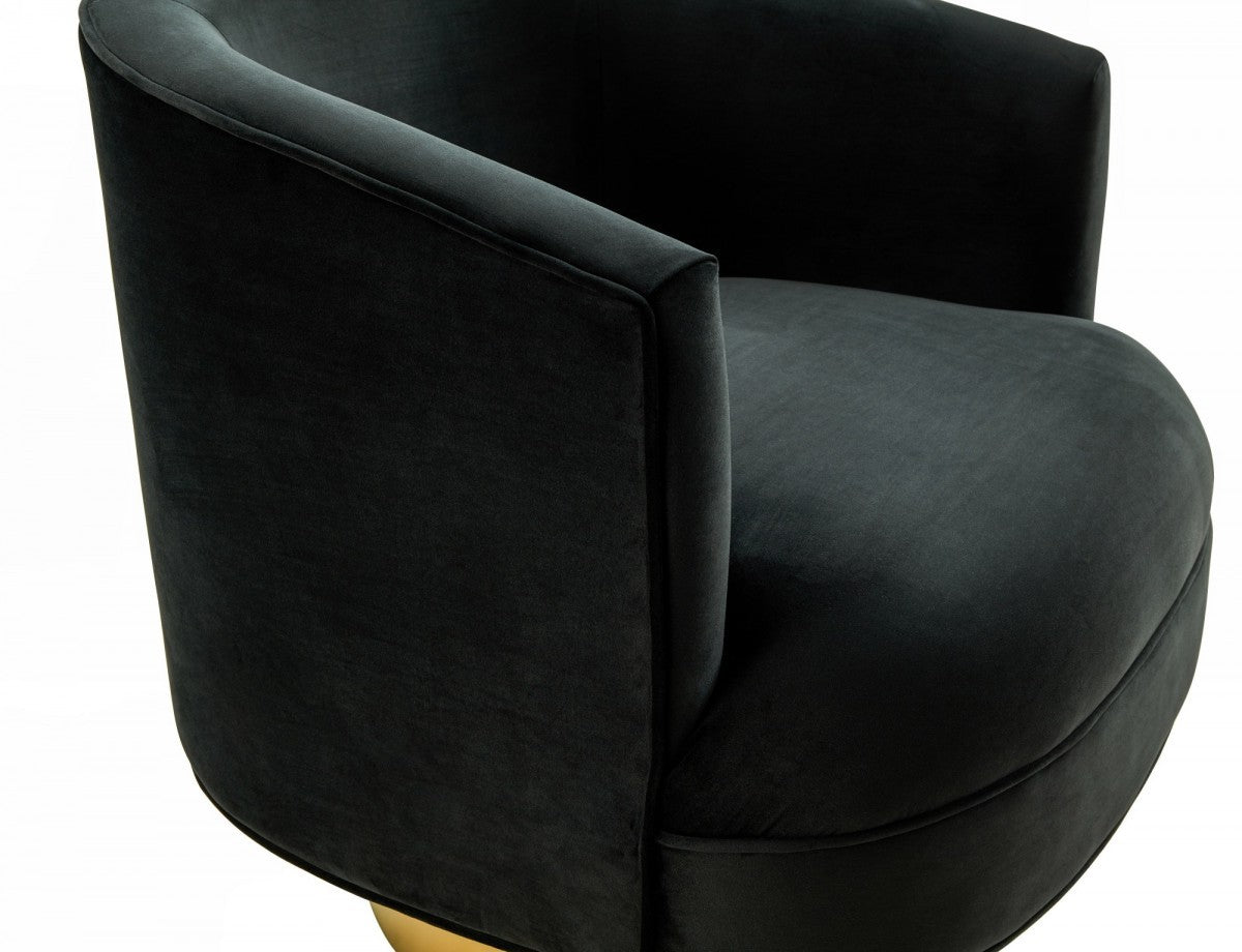 Black & Gold Velvet Barrel Chair