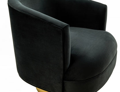 Black & Gold Velvet Barrel Chair