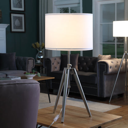 Silver Adjustable Tripod Table Lamp w/ Shade