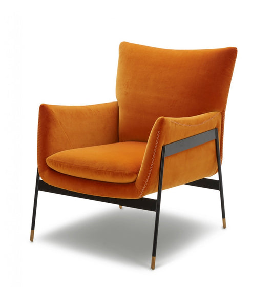 Orange Velvet Wingback Chair