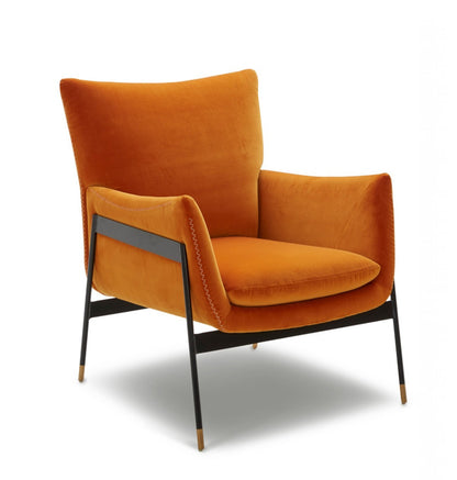 Orange Velvet Wingback Chair