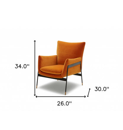 Orange Velvet Wingback Chair