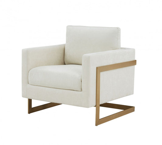 Cream & Gold Upholstered Arm Chair