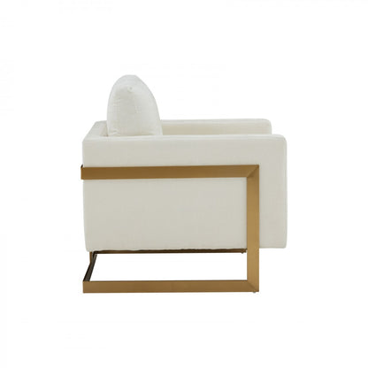 Cream & Gold Upholstered Arm Chair
