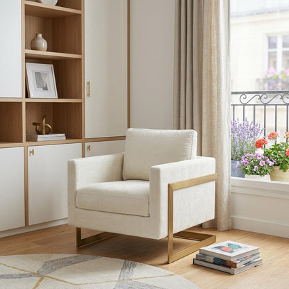 Cream & Gold Upholstered Arm Chair