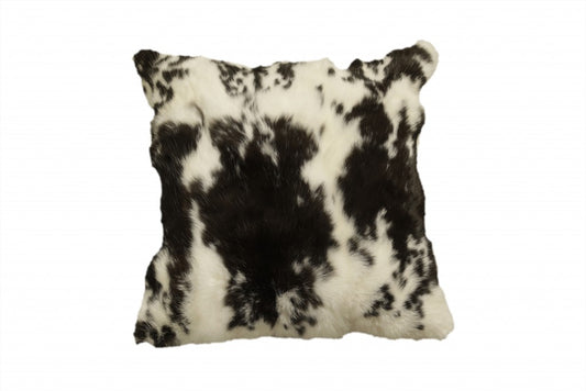 Black & White Rabbit Natural Fur Pillow