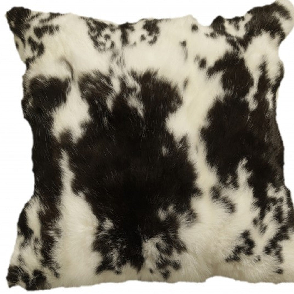Black & White Rabbit Natural Fur Pillow