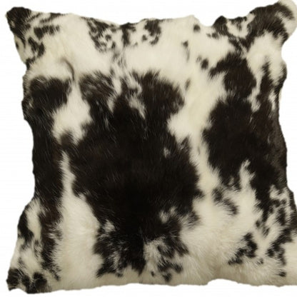 Black & White Rabbit Natural Fur Pillow