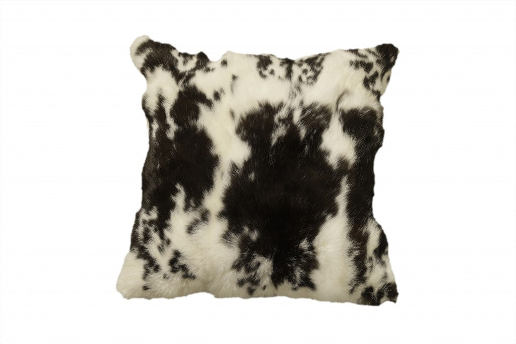 Black & White Rabbit Natural Fur Pillow