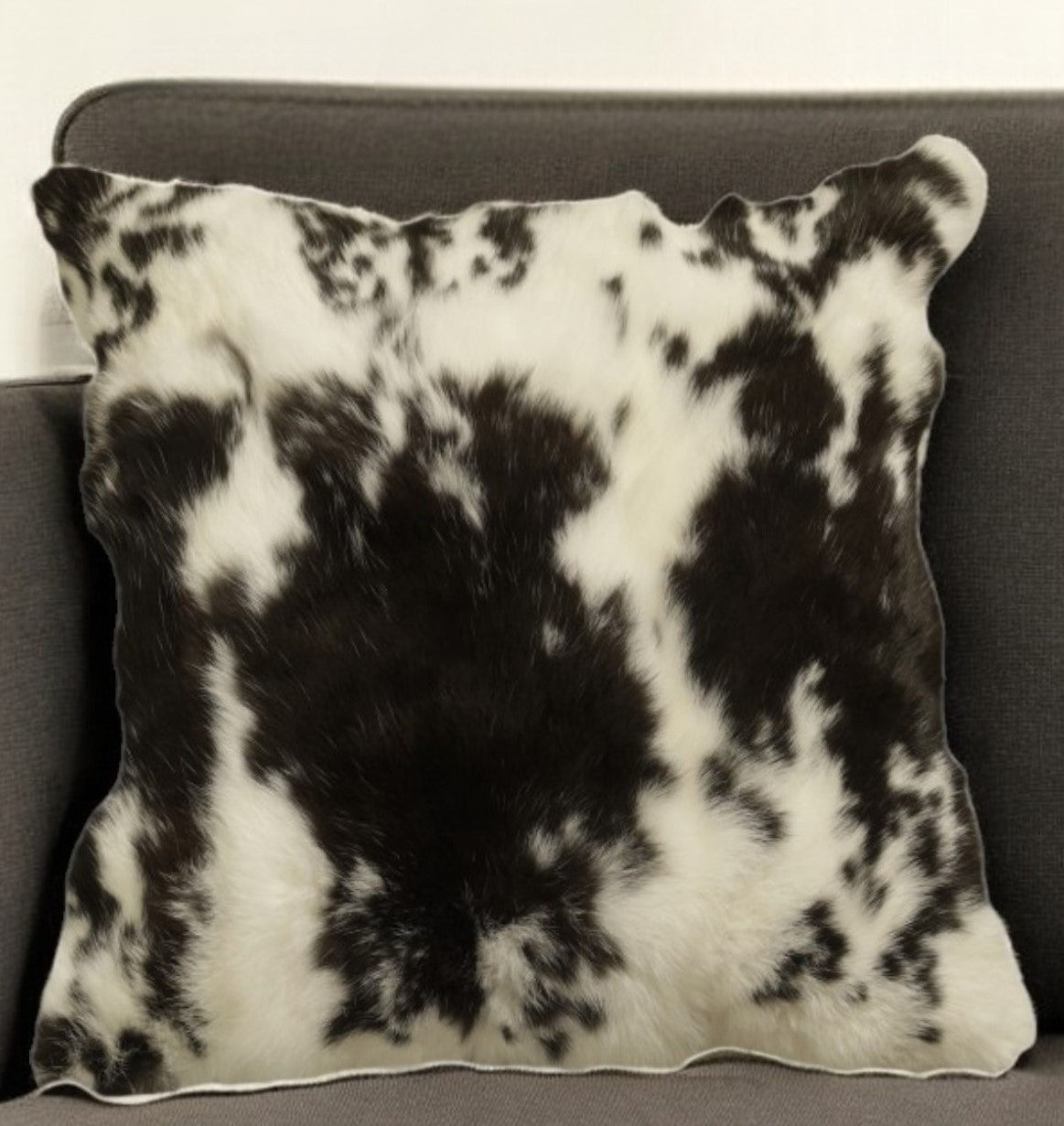 Black & White Rabbit Natural Fur Pillow
