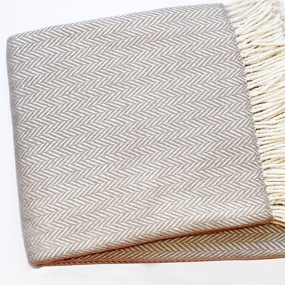 Grey & White Dreamy Soft Herringbone Throw