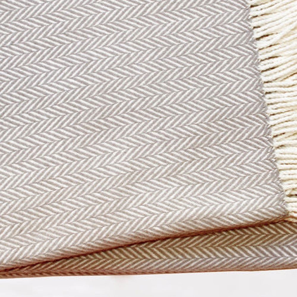 Grey & White Dreamy Soft Herringbone Throw