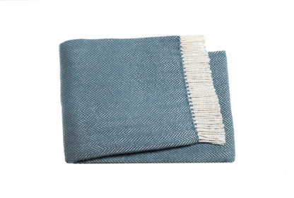 Aqua Blue & White Dreamy Soft Herringbone Throw