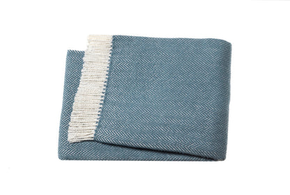 Aqua Blue & White Dreamy Soft Herringbone Throw