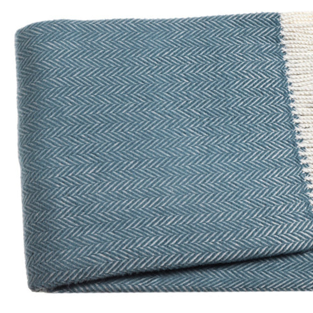 Aqua Blue & White Dreamy Soft Herringbone Throw