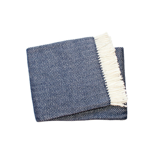 Navy & White Dreamy Soft Herringbone Throw
