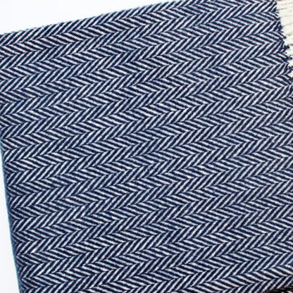 Navy & White Dreamy Soft Herringbone Throw