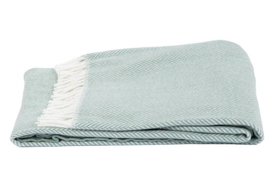 Sage & Ivory Woven Herringbone Throw