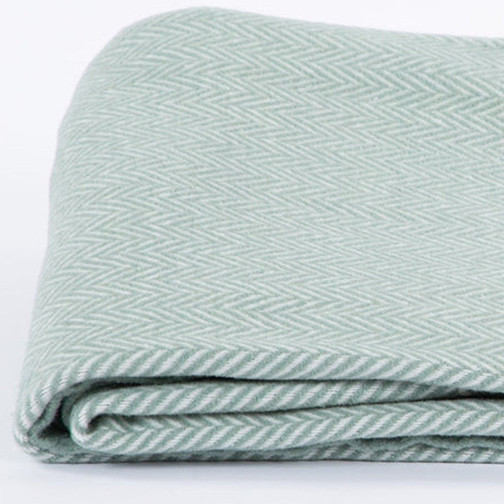 Sage & Ivory Woven Herringbone Throw