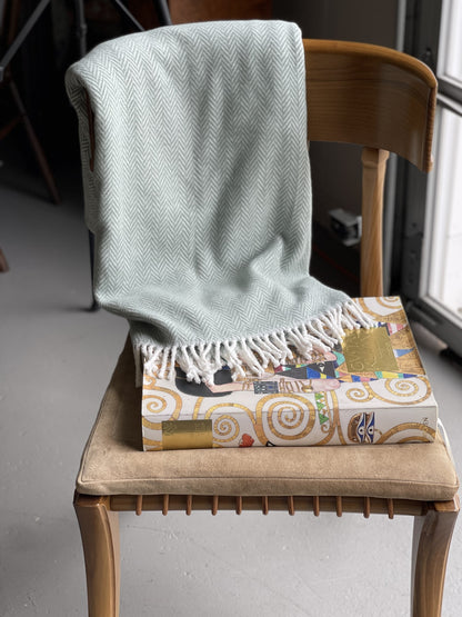 Sage & Ivory Woven Herringbone Throw