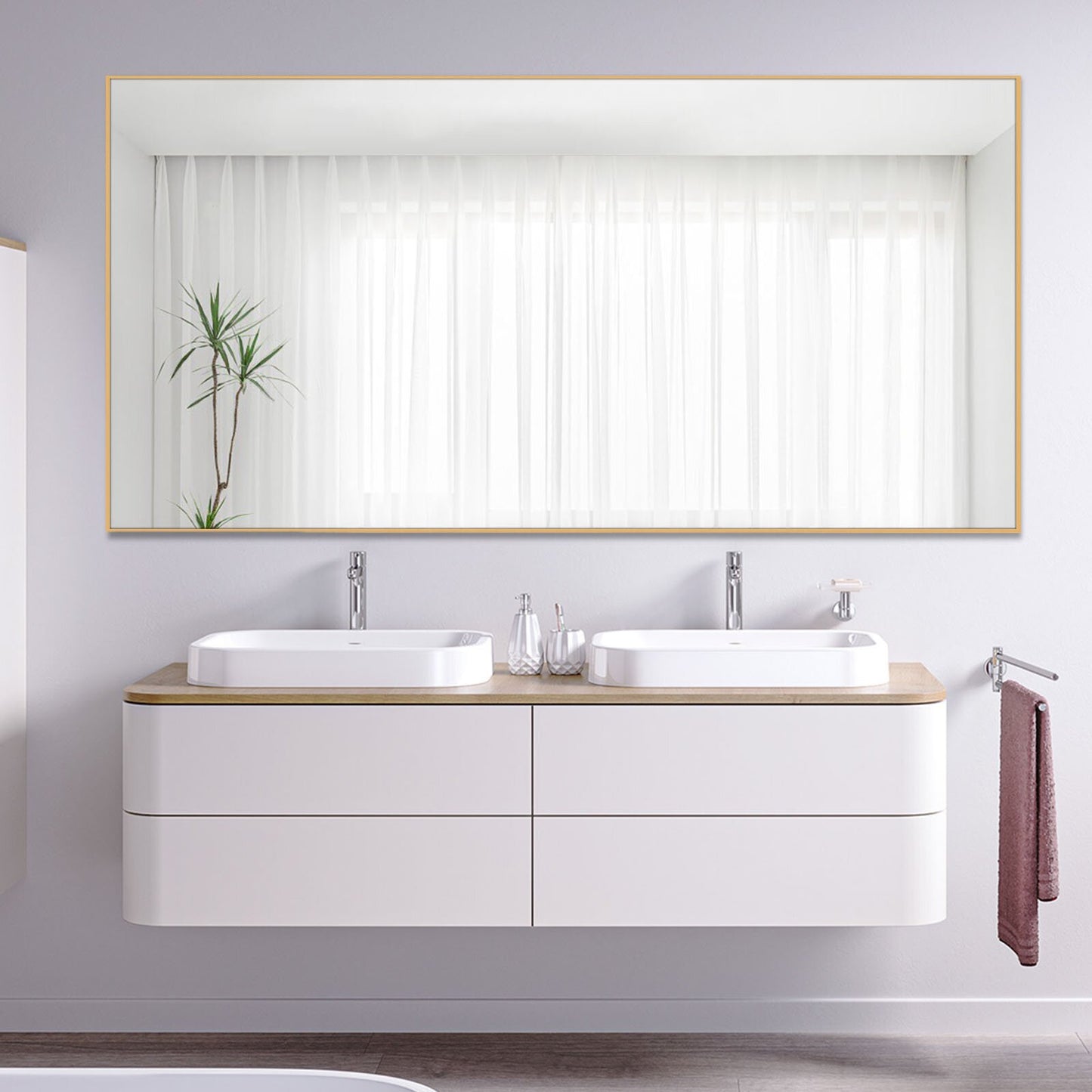 Gold Metal Framed Bathroom Vanity Mirror