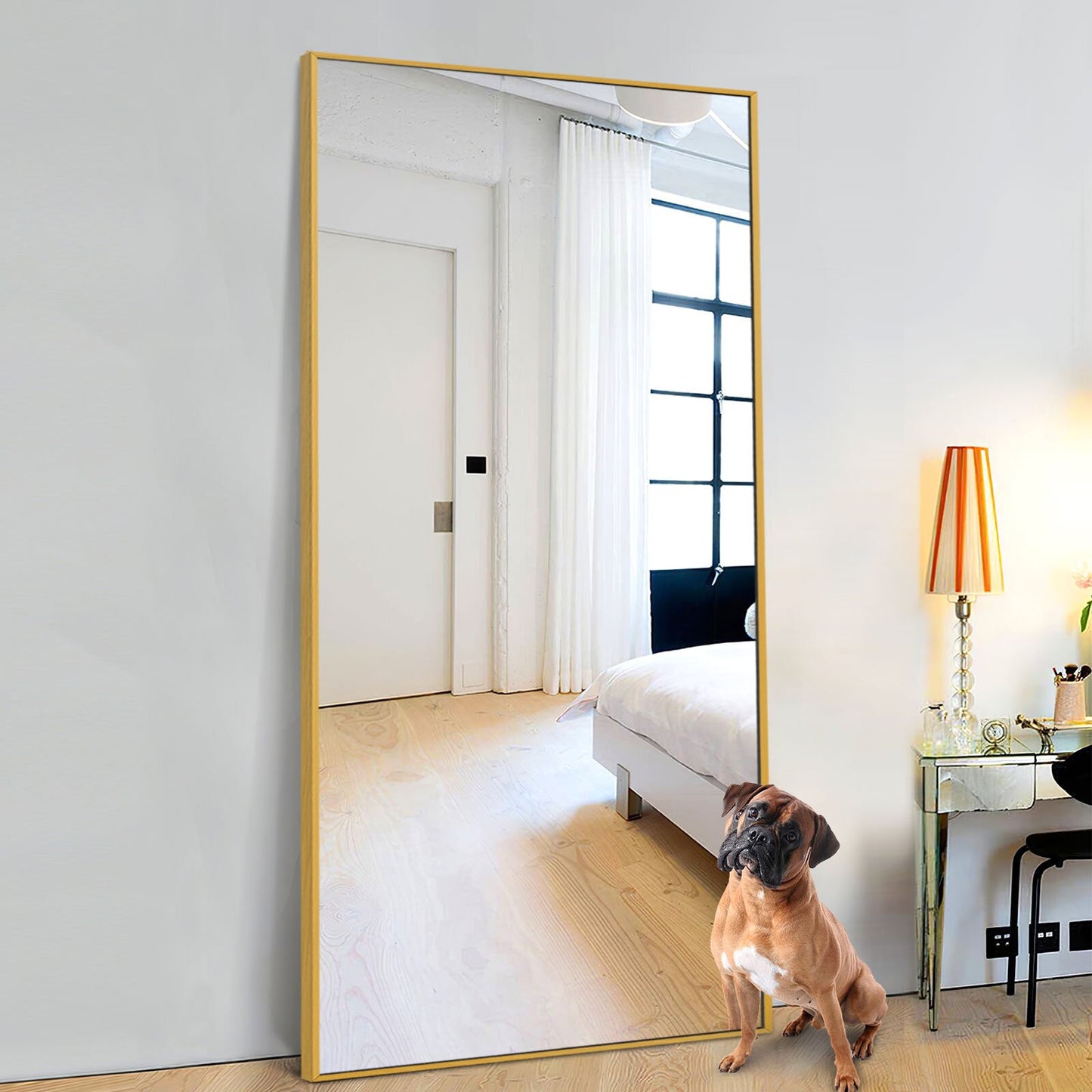 Gold Metal Framed Bathroom Vanity Mirror