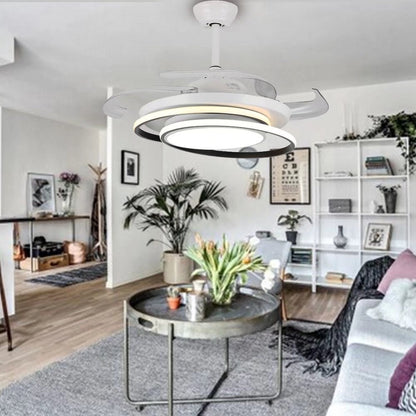 Asymmetric White Ceiling Lamp & Fan