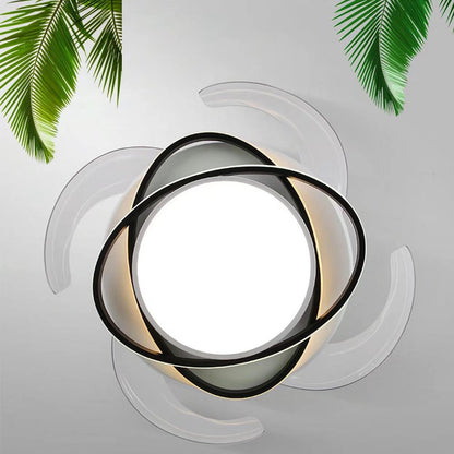 Asymmetric White Ceiling Lamp & Fan