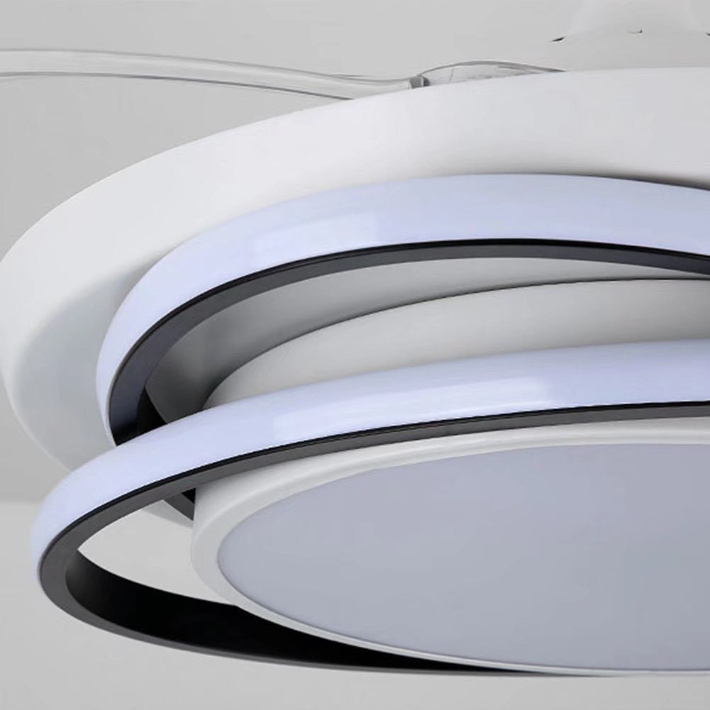 Asymmetric White Ceiling Lamp & Fan