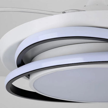 Asymmetric White Ceiling Lamp & Fan
