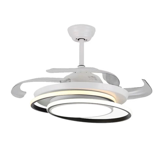Asymmetric White Ceiling Lamp & Fan