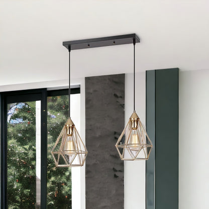Kitchen Island Geometric 2 Light Iron Flush Ceiling Light