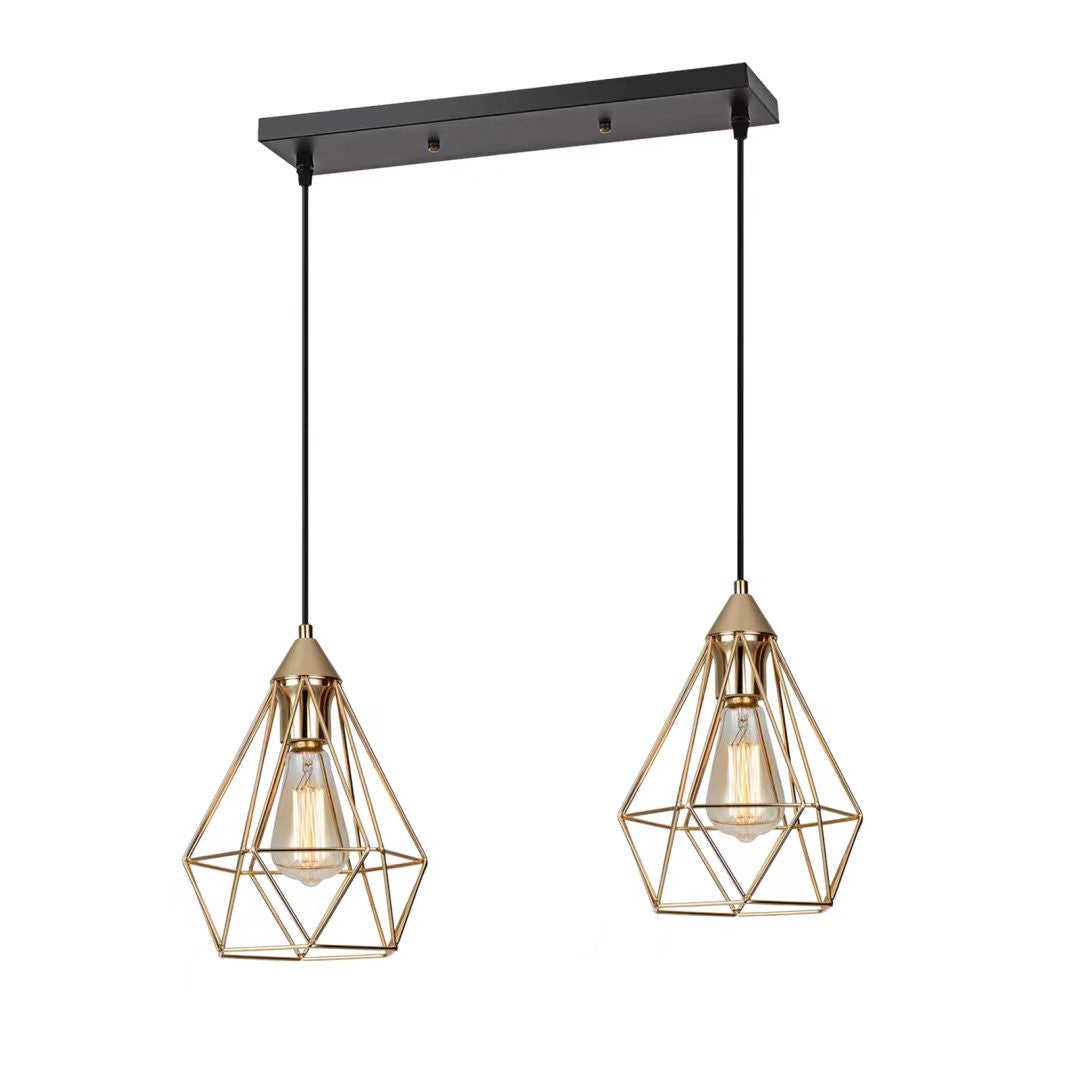 Kitchen Island Geometric 2 Light Iron Flush Ceiling Light