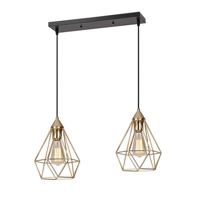 Kitchen Island Geometric 2 Light Iron Flush Ceiling Light