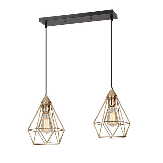Kitchen Island Geometric 2 Light Iron Flush Ceiling Light