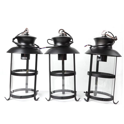 Rustic Wood & 3 Light Hanging Lantern Chandelier