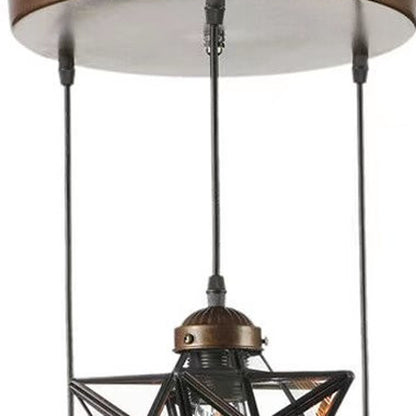 Brown & Glass Star Geometric Hanging Lamp