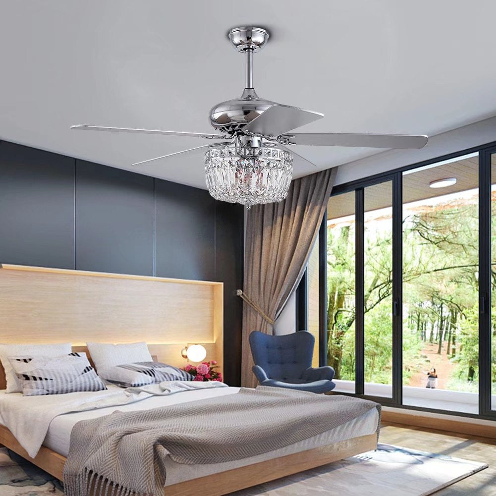 Silver Mod Chandelier Ceiling Fan