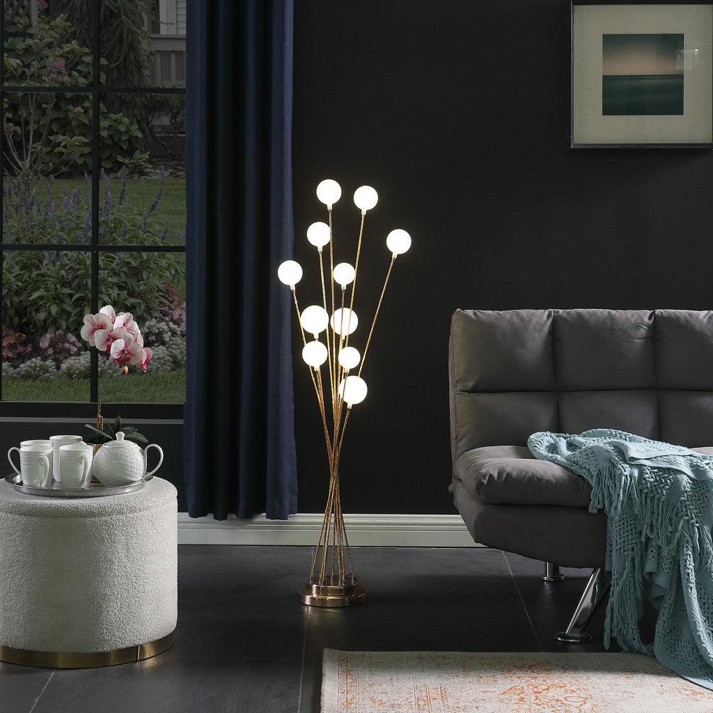 Antiqued Gold Eleven Light Floor Lamp