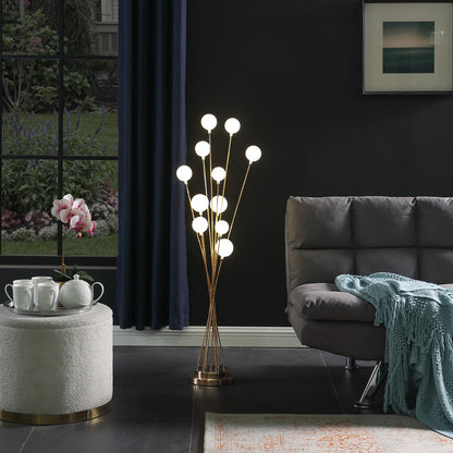 Antiqued Gold Eleven Light Floor Lamp