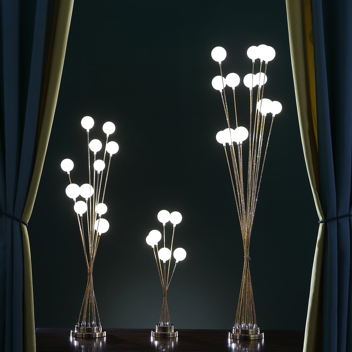 Antiqued Gold Eleven Light Floor Lamp