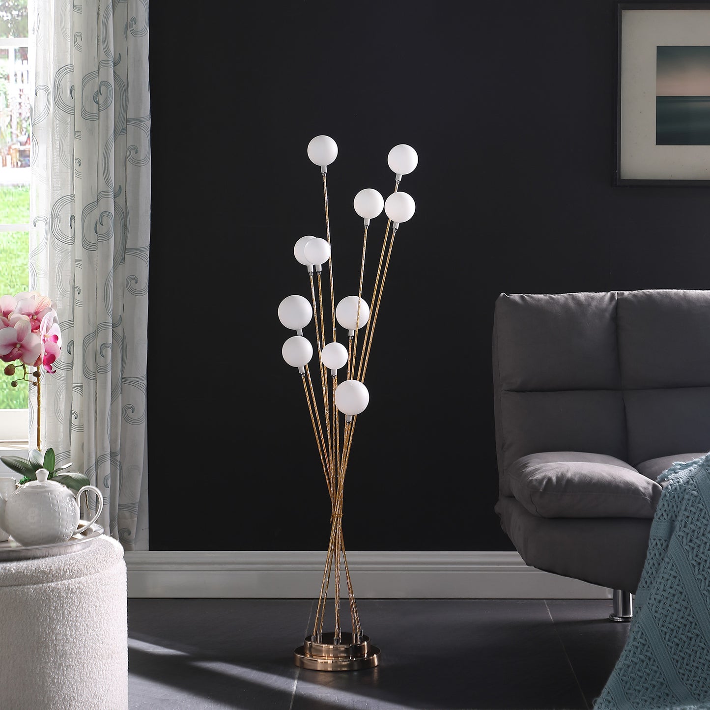 Antiqued Gold Eleven Light Floor Lamp