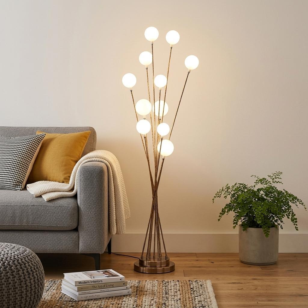 Antiqued Gold Eleven Light Floor Lamp