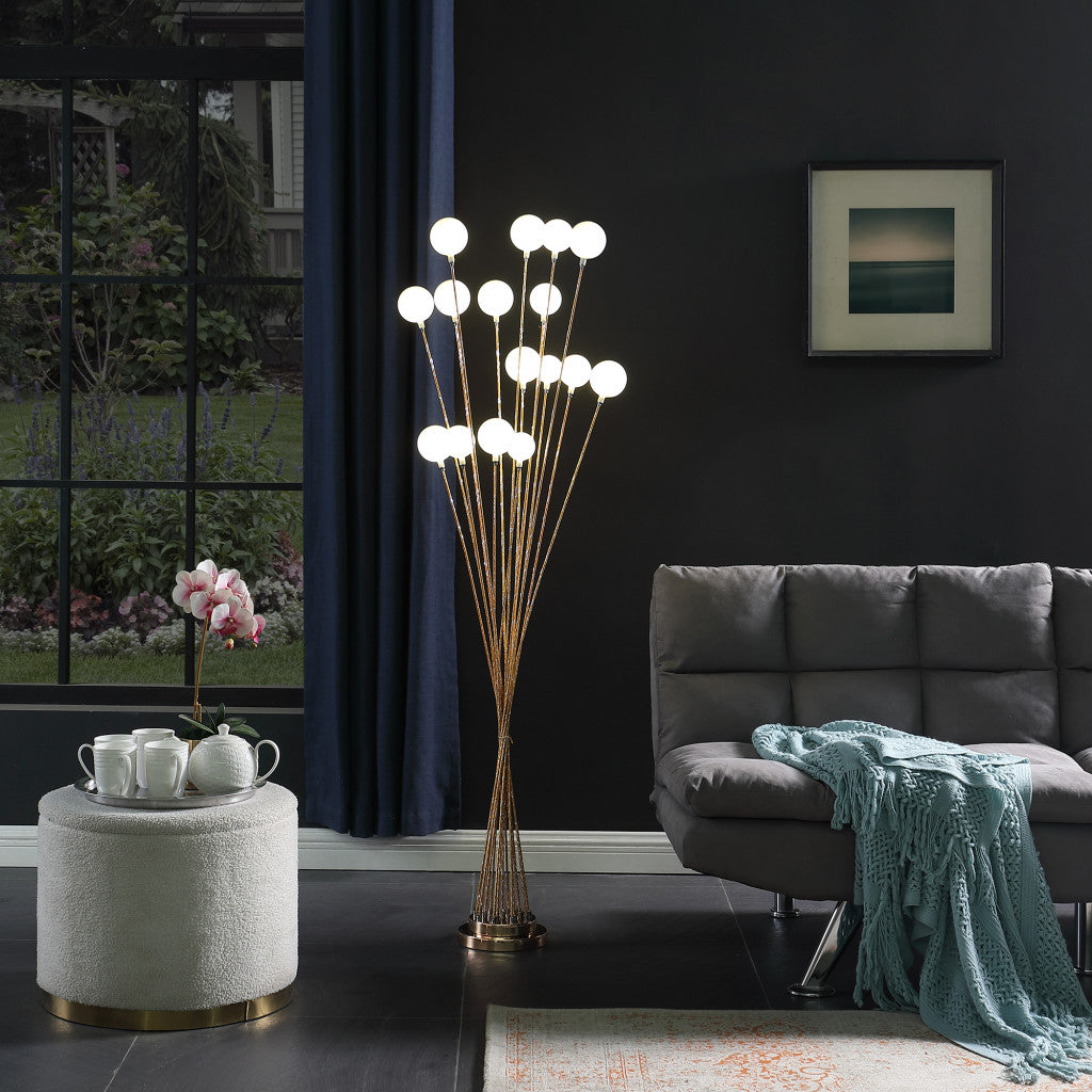 Golden Chrome Contemporary Multi-Light Floor Lamp