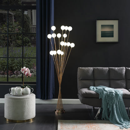 Golden Chrome Contemporary Multi-Light Floor Lamp