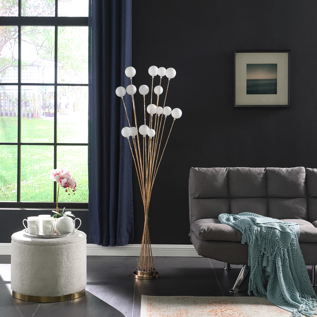 Golden Chrome Contemporary Multi-Light Floor Lamp